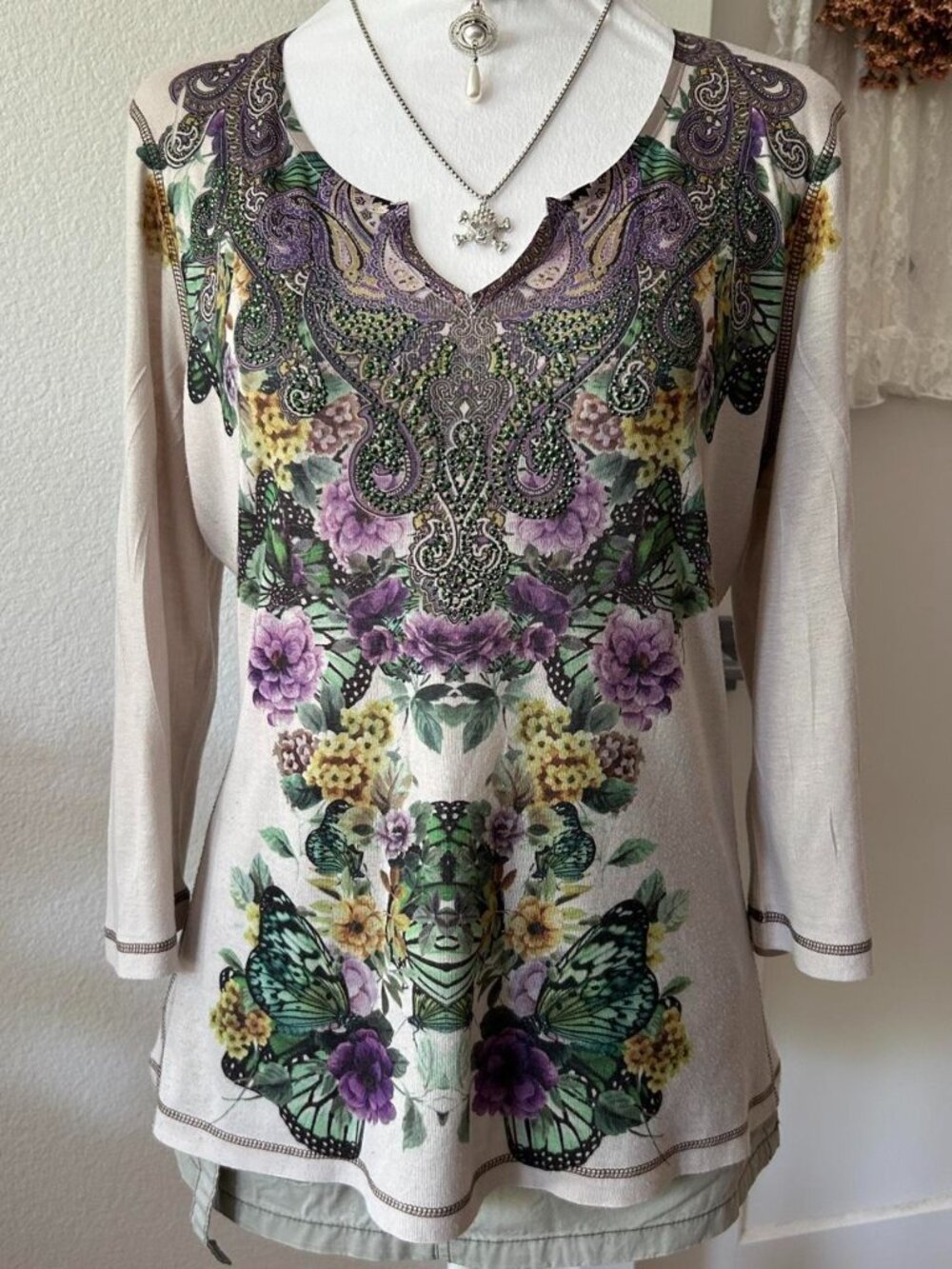 Y2K One World Grunge Fairy 3/4 Sleeve Top